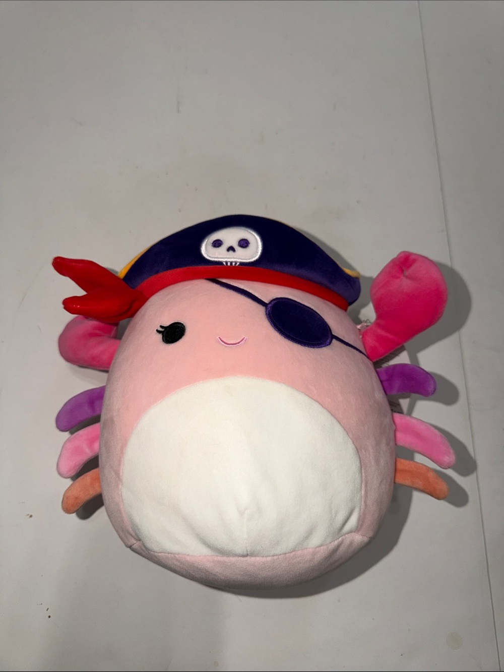 Squishmallows ‘Cailey’ Halloween Pink Pirate Crab Plush with Purple Hat